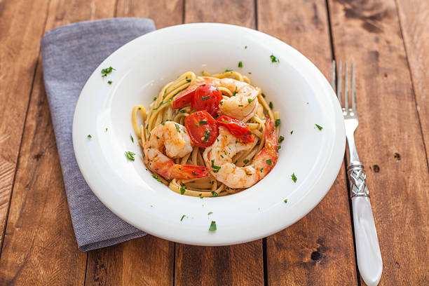 istock Linguini Pasta with Jumbo Tiger Shrimps 505965242