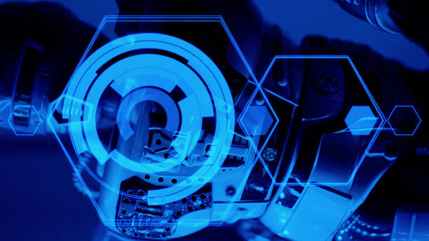 istock Robot futuristic concept blue background 505969022