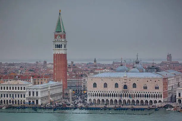 Stunning view of Venice during a bleak winters day