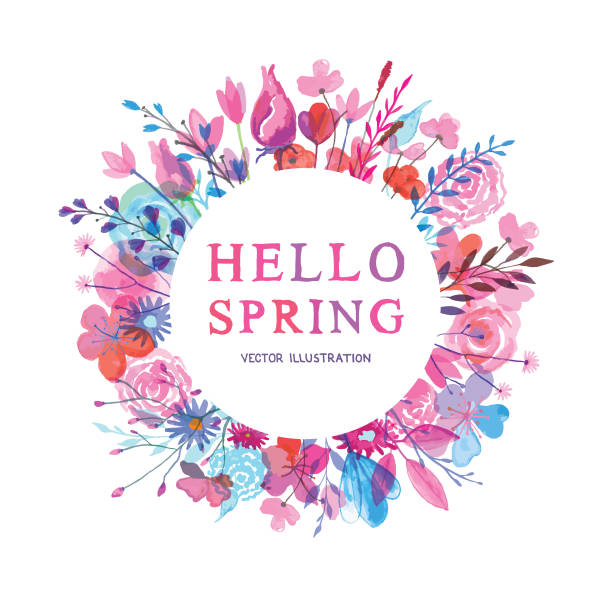 ilustrações de stock, clip art, desenhos animados e ícones de olá primavera banner - circle nature botany bud