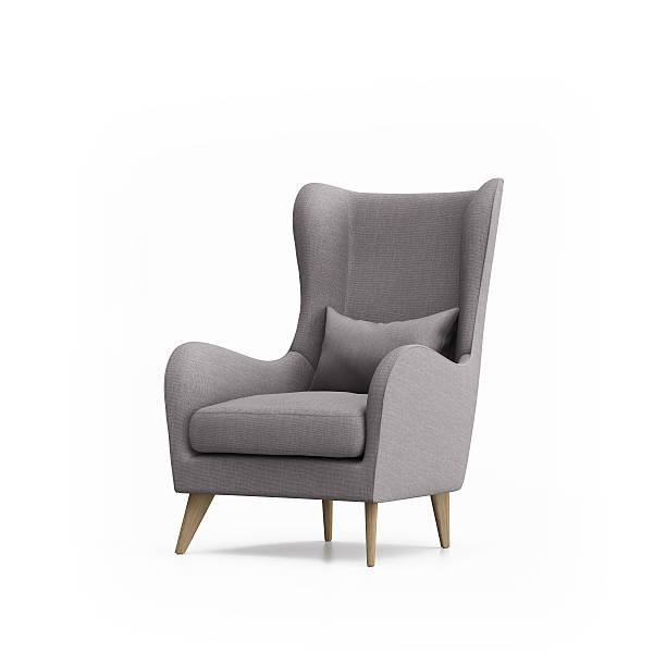 poltrona cinza isolado - furniture armchair design elegance - fotografias e filmes do acervo