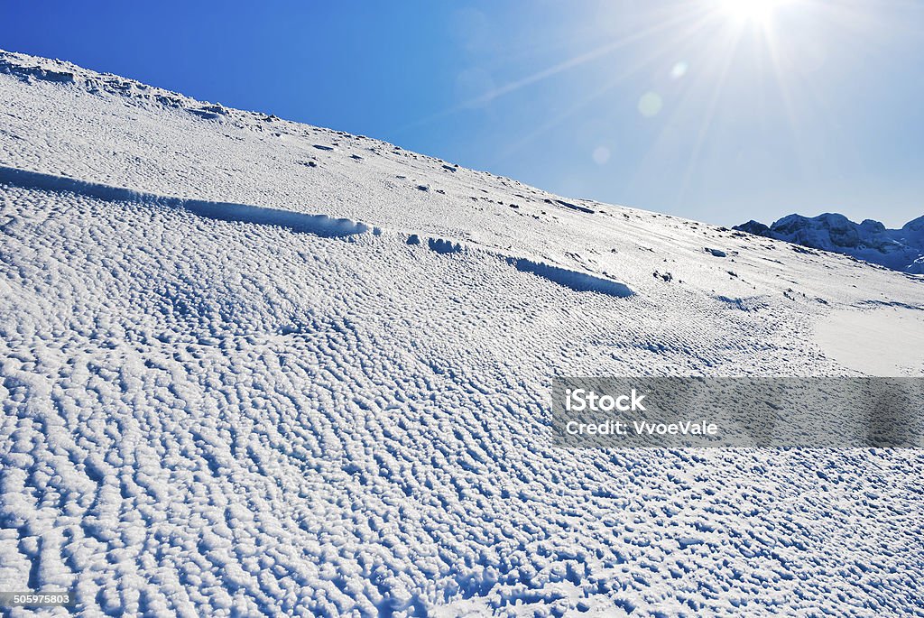 blue cold snow on Alps mountain blue cold snow on Alps mountain in Portes du Soleil region, Morzine - Avoriaz, France Alpine Skiing Stock Photo