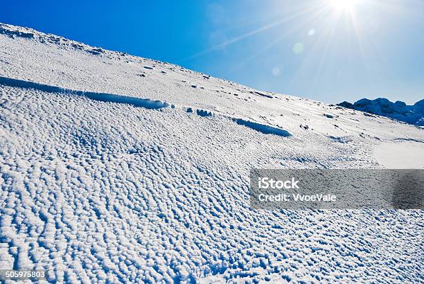 Blue Cold Snow On Alps Mountain Stock Photo - Download Image Now - Alpine Skiing, Avoriaz, Blue