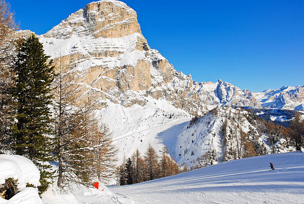 istock skiing tracks and slope of Dolomites mountains 505976747