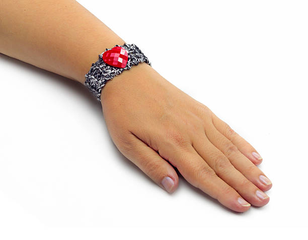 istock Handmade bracelet on female hand 505977303
