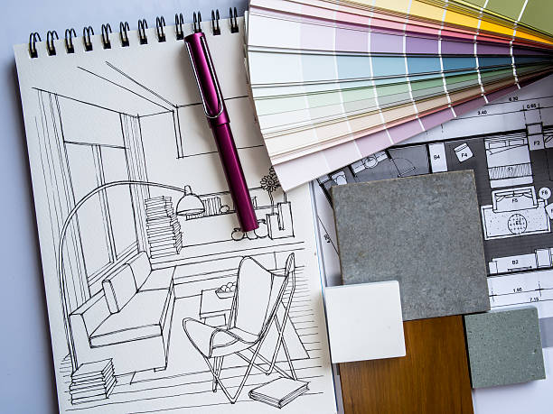 istock Interior illustration sketch with material color scheme 505978329