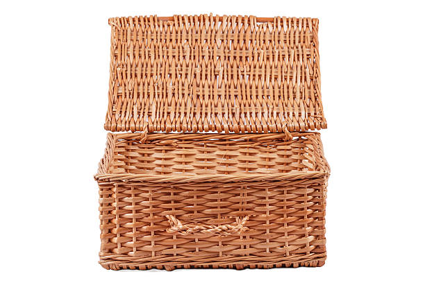 Basket Open Basket Isolated on a White Background trunk furniture photos stock pictures, royalty-free photos & images
