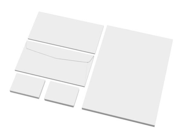 Blank corporate identity template Blank corporate identity template isolated on white background square business card mockup stock pictures, royalty-free photos & images