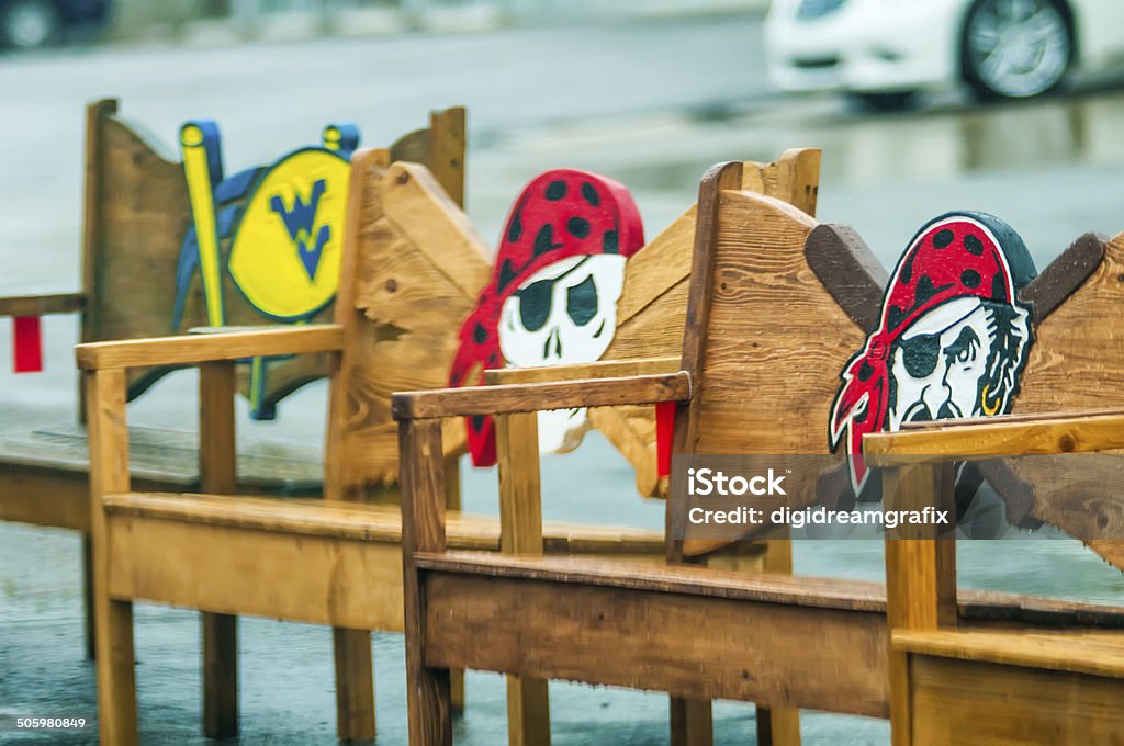wood carved pirate chairs Art And Craft Stock Photo