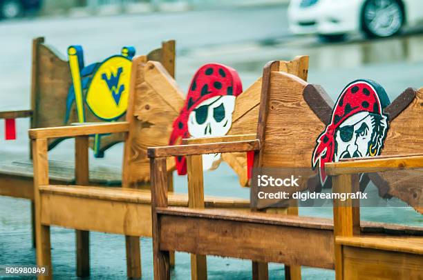 Wood Carved Pirate Chairs Stock Photo - Download Image Now - Art And Craft, Colors, Craft