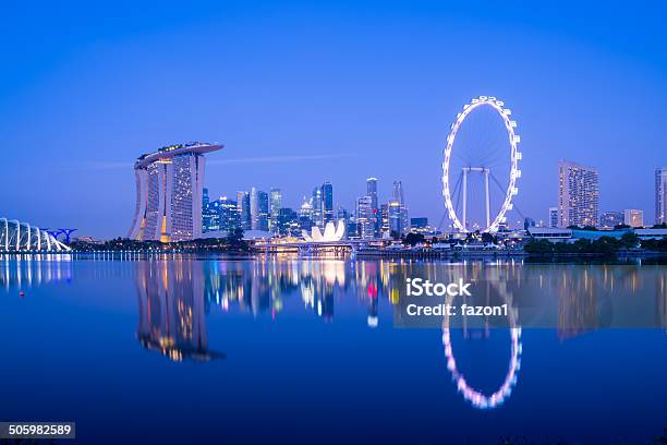 Singapore Skyline Stock Photo - Download Image Now - Singapore, Singapore City, Marina Bay Sands