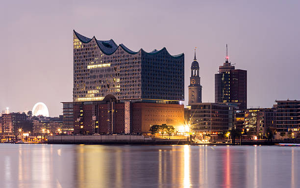 Hamburg landmarks Hamburg (germany) skyline with landmarks. elbe river stock pictures, royalty-free photos & images