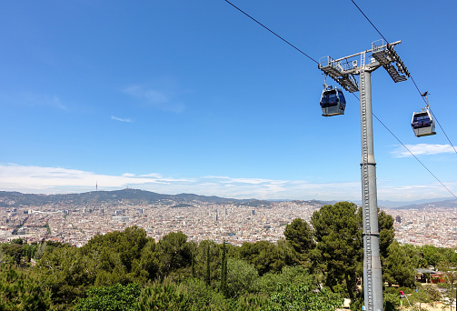 barcelona view teleferico tibidabo city montjuic skyline