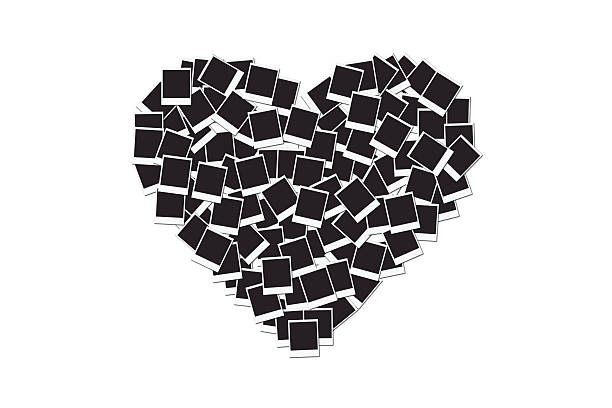 Heart made with blank instant photo frames, on white Heart made with blank instant photo frames, isolated on white background heart shape photos stock pictures, royalty-free photos & images