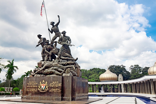 Kuala Lumpur, Malaysia - January 14, 2014: Malaysia National Monument to commemorate those who died in wars of independence of Malaysia and Malayan Emergency