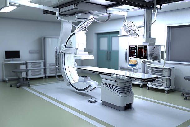 Interventional X-ray System 3D illustration of x-ray machine. x ray equipment stock pictures, royalty-free photos & images