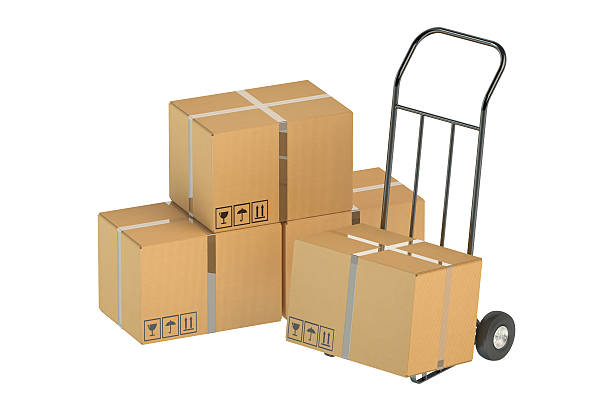 istock Hand truck with cardboard boxes 505988602