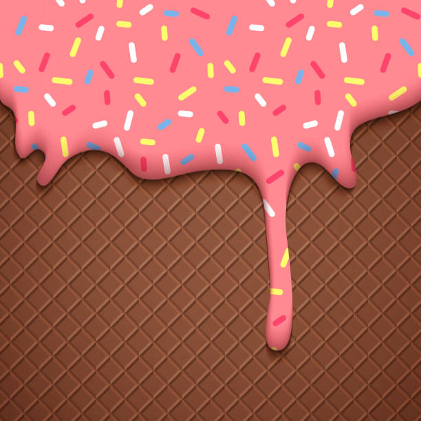 ilustrações, clipart, desenhos animados e ícones de waffle de chocolate com cobertura de morango de-rosa - backgrounds berry close up dessert