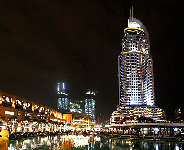 istock Dubai Downtown Near Dubai Mall at Night 505991022