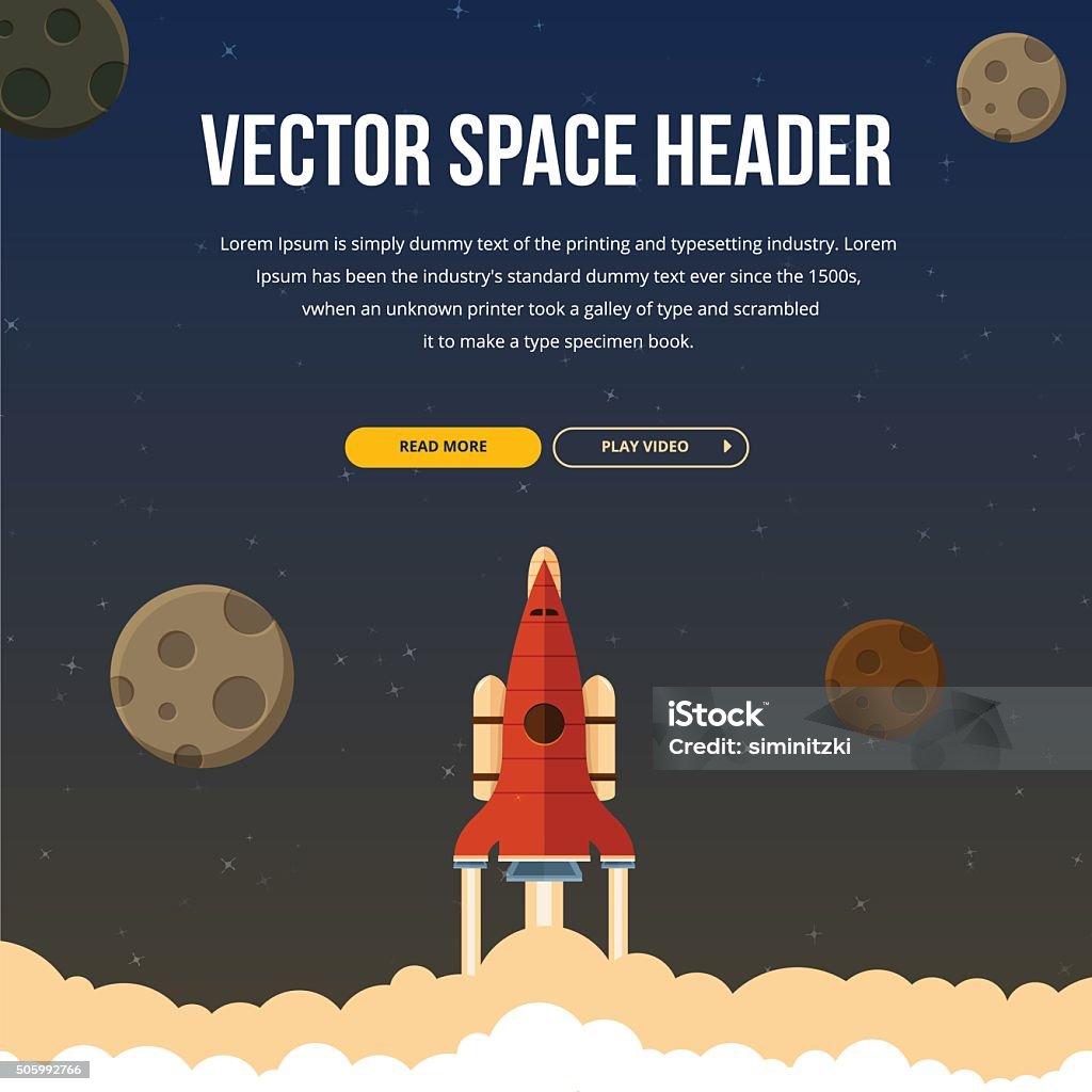 Space Header Rocket Flat Rocket Header Background Image Stock Illustration - Download Image ...