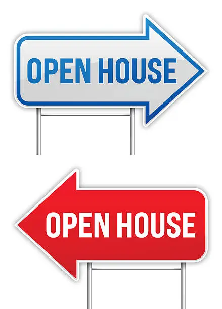 Vector illustration of Open House Yard Signs