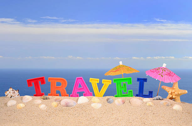 istock Travel letters on a beach sand 505993946