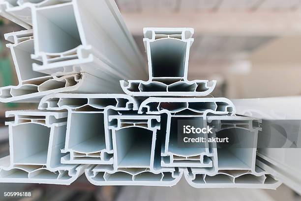 Real Cut Of The Plastic Pvc Profile For Windows Manufacturing Stock Photo - Download Image Now