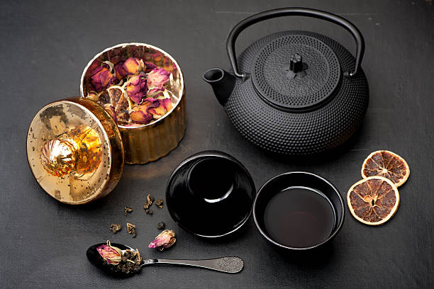 istock Herbal tea. Green tea with rose flowers. 505996396