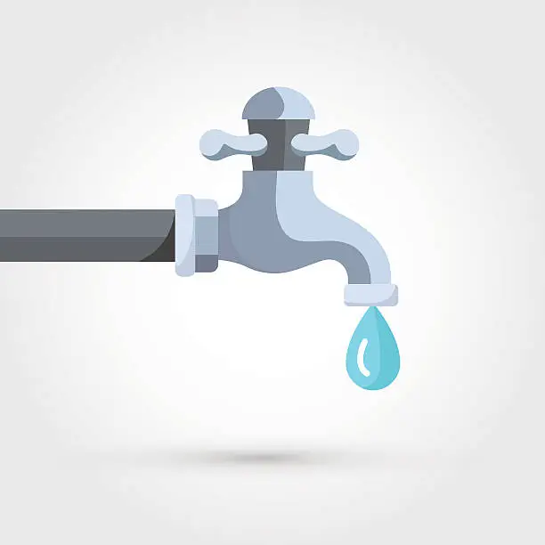 Vector illustration of Water tap with drop