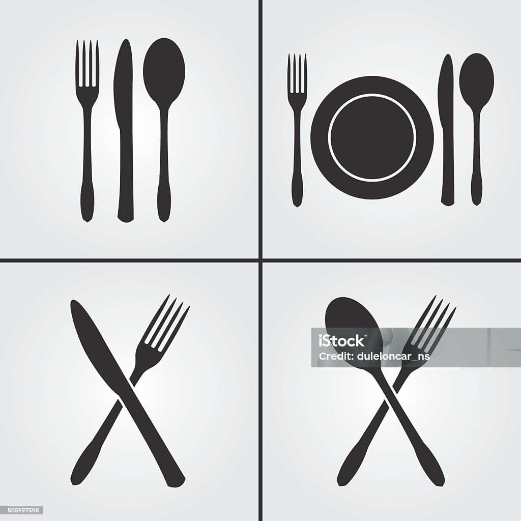 Cutlery Restaurant Icons Cutlery Restaurant Icons  Silverware stock vector