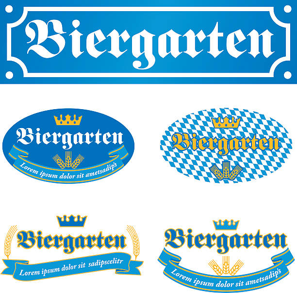 illustrations, cliparts, dessins animés et icônes de biergarten label - oktoberfest germany munich bavaria