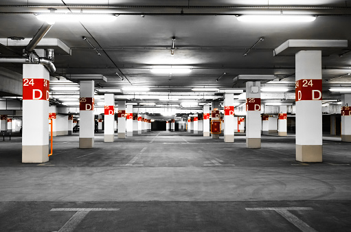 Underground parking. Selective coloring effect