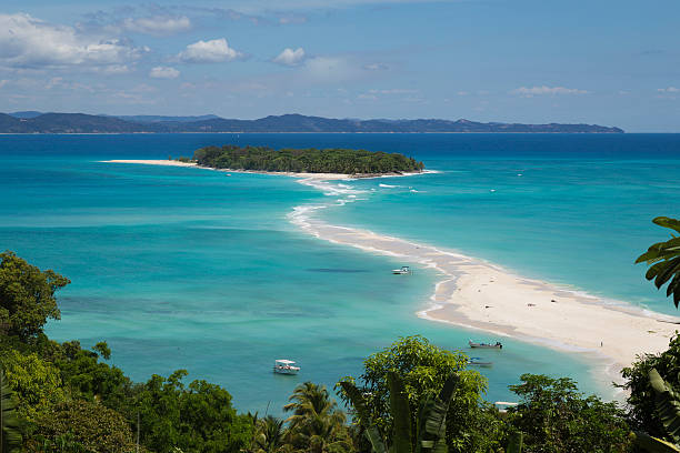 Nosy Iranja tropical beach in Madagascar Turquoise blue water on a tropical island beach in Nosy Be Madagascar, Africa. madagascar stock pictures, royalty-free photos & images