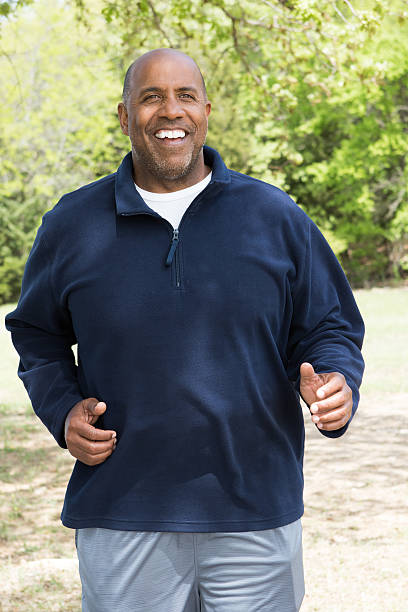 Mature African American Man Exercising.