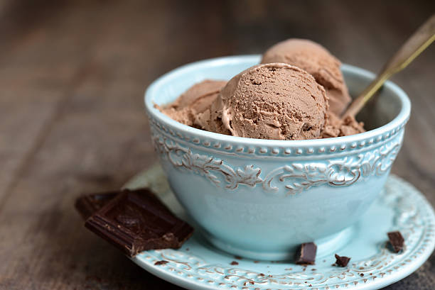istock Chocolate ice cream in a vintage bowl. 506009206