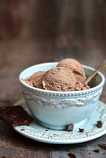 istock Chocolate ice cream in a vintage bowl. 506009514