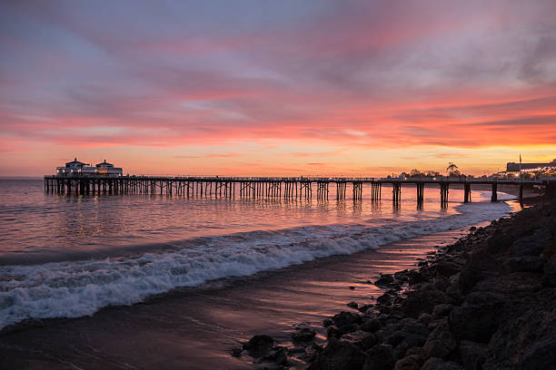 Malibu Pier California Sunset stock photo