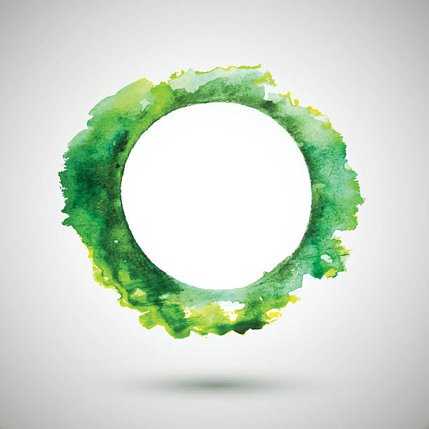 ilustraciones, imágenes clip art, dibujos animados e iconos de stock de acuarela, anillo verde - frame circle funky spotted