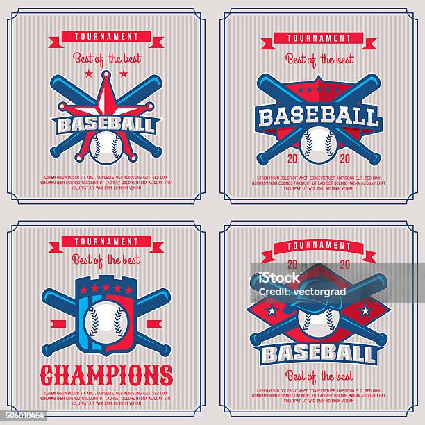 Set Baseball Badge Symbol Emblem Tournament Stock Illustration - Download Image Now - Baseball - Sport, Baseball - Ball, Backgrounds
