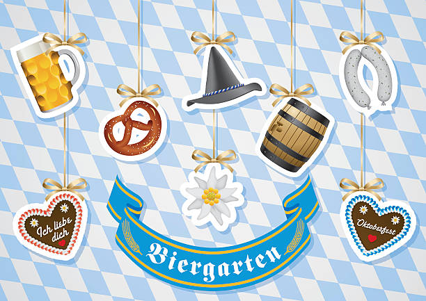 ogródek piwny - munich stock illustrations