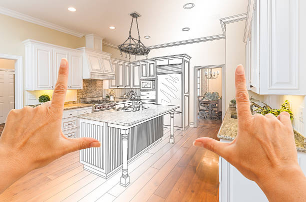 istock Hands Framing Gradated Custom Kitchen Design Drawing and Photo 506014824