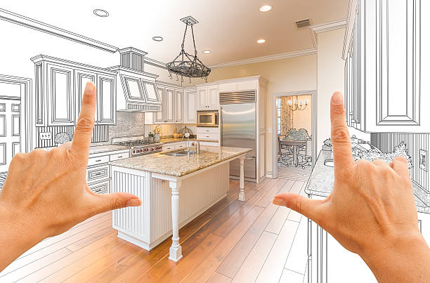 istock Hands Framing Gradated Custom Kitchen Design Drawing and Photo 506014830