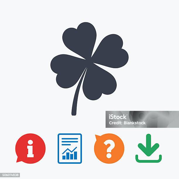 Clover With Four Leaves Sign St Patrick Symbol Stock Illustration - Download Image Now - Asking, Badge, Celebration