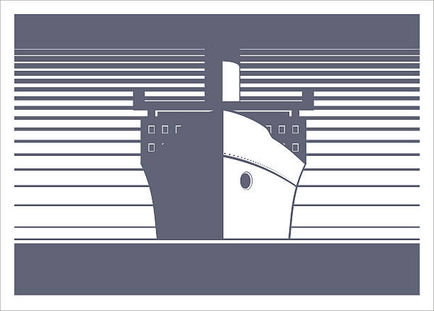 big ship sailing simple illustration of a big ship sailing ferry nautical vessel industrial ship sailing ship stock illustrations