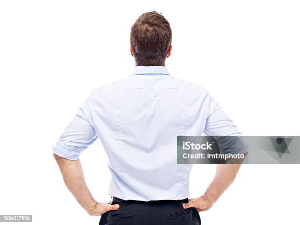 Rear View Of A Caucasian Businessman Stock Photo - Download Image Now - Rear View, Back, Businessman