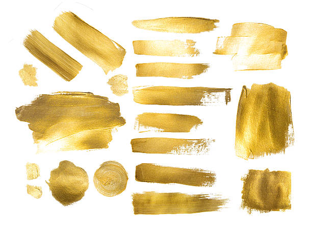 colección de pintura dorada golpes para que el fondo de - dorado color fotografías e imágenes de stock