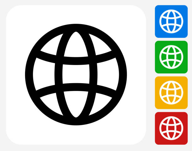 ilustrații de stoc cu globe icon flat graphic design - www