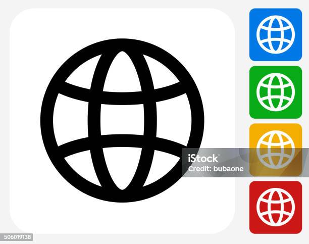 Globe Icon Flat Graphic Design Stock Illustration - Download Image Now - www, Icon Symbol, Green Color