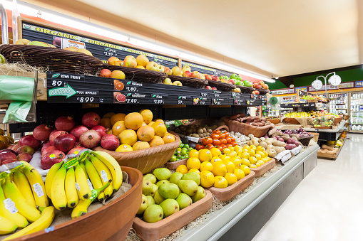 Produce section in grocery store