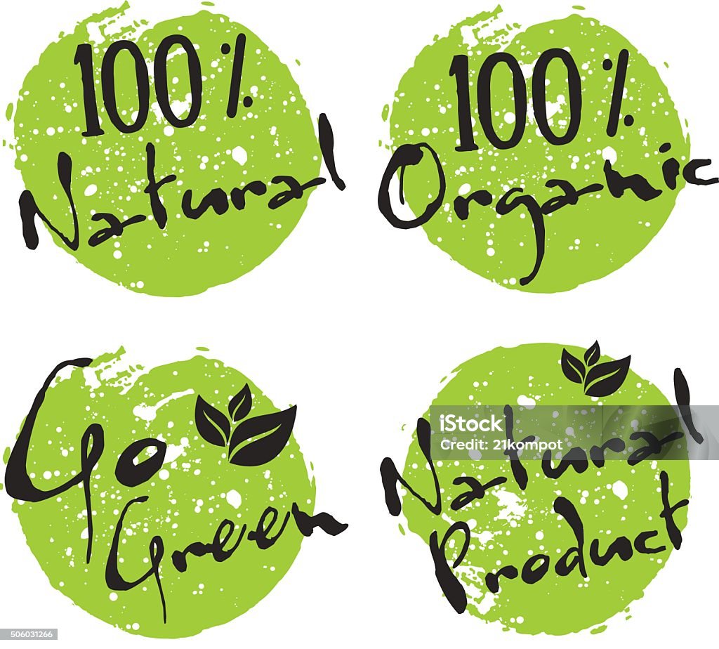 Eco icon, vector bio sign on watercolor stain with spots Eco icon with leaf, vector bio sign on watercolor stain with watercolor spots. Vector banner 100% natural organic concept with leaves. Watercolor poster with natural organic food concept. Banner - Sign stock vector